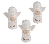 Doni Bomboniere Baptême Lot de 1 figurine en forme d'ange avec cœur entre les mains assorties en trois mots, joie, amour ou rêves, idées cadeaux complètes originales bon marché