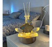 Doni Bomboniere Baptême Lot de 1 lampe LED avec fleur en cristal avec tube à essai pour environnement avec application éléphant céleste naissance premier anniversaire idées complètes originales bon