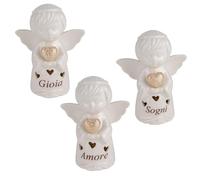 Doni Bomboniere Baptême Lot de 1 lampe LED en forme d'ange avec cœur entre les mains assorties en trois motifs mots joie amour ou rêves idées cadeaux complètes originales bon marché