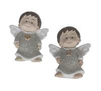 Doni Bomboniere Baptême Lot de 12 aimants tendres anges avec vêtements brillants et ailes blanches assortis en deux modèles coeur ou étoile sur la poitrine Idées cadeaux complètes originales bon