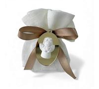 Doni Bomboniere Baptême Lot de 12 sachets blancs avec pendentif or et craie ange communion enfant marque-place confiture pour fille d'arrivée à faire soi-même