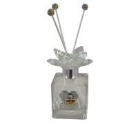 Doni Bomboniere Communion 1 pcs Diffuseur Environnement Bouchon Couleur Argent avec Fleur en Swarovski Plaque En Forme De Coeur Sur Main Représentation Symboles Sacrés Calice Et Ostie Idées Cadeau