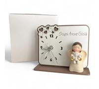 Doni Bomboniere Communion 1 pcs Horloge Rectangulaire avec Figurine Ange Baptême à la Main Un Ours Mots Rêves Amour Joie Idées Cadeaux Complètes Originaux Bon marché