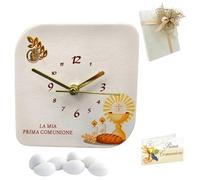 Doni Bomboniere Communion 1 pièce Montre en similicuir avec impression avec symboles sacrés calice et hostie cadeau original personnalisable artisanal original complet (MOD. 22-22 x 22 cm)