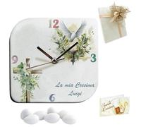 Doni Bomboniere Communion 1PCS Montre en Faux Cuir avec Impression Croix et Colombe avec Fleurs Symboles Sacrés Confirmation Enfant Fille Personnalisable Artisanal Idées Moderne (MOD. 05-16 x 16 cm)