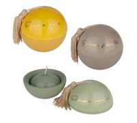 Doni Bomboniere Communion Lot de 1 bougeoirs en forme de boule de confirmation de mariage anniversaire avec pompons et inscription dorée petites joies pur bonheur simple assortiment idées cadeaux