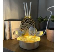 Doni Bomboniere Communion Lot de 1 lampe LED avec fleur en cristal avec tube à essai parfumeur pour environnement avec arbre de vie communion avec gobelet et ossie idées cadeaux complètes originales