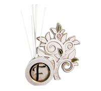 Doni Bomboniere Communion Lot de 1 parfum arbre de vie en résine avec feuilles avec détails d'or avec lettre personnalisée en plexiglas couleur or mariage confirmation complète originale (Lettre V)