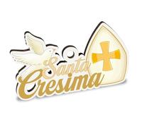 Doni Bomboniere Cresima Lot de 12 applications en bois avec inscription sainte confirmation et symboles sacrés garçon fille mâle pensée femelle accessoire décoration cadeau complet original économique