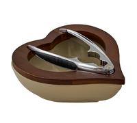 Doni Bomboniere Lot de 1 bol en forme de cœur avec cadre supérieur en bois. Il a des entrées qui permettent au casse-noisette de se coincer parfaitement sur elle