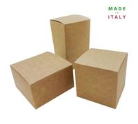 Doni Bomboniere Lot de 10 boîtes pour bonbonnières, en carton pliables, grandes petites boîtes à dragées pour mariage, baptême, communion, confirmation, havane économiques (8 x 8 x 8 cm - Havane)