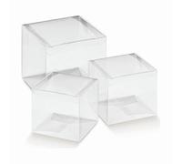 Doni Bomboniere Lot de 10 boîtes pour bonbonnières en PVC, pliables, automatiques, grandes petites pièces, bricolage, mariage, baptême, communion, confirmation, ivoire, économique, (10 x 10 x 14 cm)