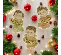 Doni Bomboniere Lot de 12 figurines d'ange avec des mots assortis en différentes couleurs, cadeau de Noël, idées cadeaux, fermer le paquet de bricolage catéchisme sacré chrétien nativité économique