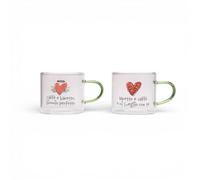 Doni Bomboniere Mariage 1 lot de 2 tasses assorties en anniversaire deux modèles et avec phrases idées cadeaux complètes originales bon marché