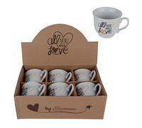 Doni Bomboniere Mariage 1 lot de 6 tasses à café avec anniversaire rapporte l'inscription all You Need Is Love Idées cadeaux complètes originales bon marché