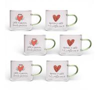 Doni Bomboniere Mariage 1 lot de 6 tasses assorties en anniversaire deux modèles et avec phrases idées cadeaux complètes originales bon marché