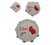 Doni Bomboniere Mariage 1 pc Tambourin avec coeur rouge et anniversaire écrit I Love You Idées cadeaux complètes originales bon marché (C)