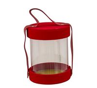 Doni Bomboniere Mariage 1 pcs Boîte Ronde avec Une Partie Anniversaire Graduation Centrale Transparent Base Et Couvercle Rouges Poignée Coordonnée Standard Idées Cadeau Complet Original Bon Marché