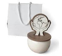 Doni Bomboniere Mariage 1 pcs Bougeoir avec Monde entre Anniversaire Mains Et Phrase La Vie Est Comme Un Voyage... Vivre Le Coeur Idées Cadeaux Complètes Originaux Bon Marché