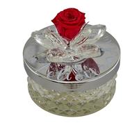 Doni Bomboniere Mariage 1 pcs Bougeoir en Verre Diamanté avec Anniversaire Fleur Swarovski Et Rose Rouge sur le Couvercle Idées Cadeaux Completes Originaux Pas Cher Standard