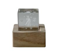 Doni Bomboniere Mariage 1 pcs Cube Lumineux avec Intérieur Anniversaire de Coeurs Intense Base en Bois Il y a un Module LED qui illumine les idées cadeaux complètes originales