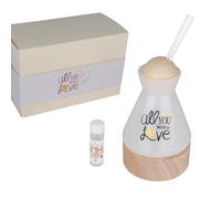 Doni Bomboniere Mariage 1 pcs Diffuseur Essence en 3 Couleurs Anniversaire Assortis En Forme de Bouteille avec Inscription All You Need Is Love sur Base Bois à l'intérieur Un Module LED Idées Cadeaux