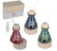 Doni Bomboniere Mariage 1 pcs Diffuseur Essence en 3 Couleurs Anniversaire Assortis En Forme de Bouteille avec Inscription All You Need Is Love sur Base Bois à l'intérieur Un Module LED Idées Cadeaux