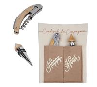 Doni Bomboniere Mariage 1 pcs Set Vin Tire-bouchon Et Bouchon Anniversaire avec Jolie Boîte en Tissu Deux Pochettes Phrases Partagez La Compagnie Et Happy Hour Idées Cadeaux Complètes Originaux Bon