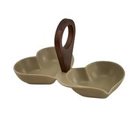 Doni Bomboniere Mariage 1 pièce Antipastière composée de deux bols et forme de cœur unis entre eux avec au centre une poignée en bois pour pouvoir la transporter plus facilement. Idées cadeaux