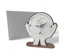Doni Bomboniere Mariage 1 pièce Horloge Ronde avec Représentation de l'Anniversaire Planisphère entre Les Mains Entouré par la Phrase La Vie Est Comme Un Voyage... Vivre Le Cœur Idées Cadeaux