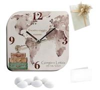 Doni Bomboniere Mariage 1 pièce montre en cuir synthétique avec impression carte géographique thème voyage valises anniversaire carte du monde et personnalisable artisanat cadeau original (MOD. 10-22