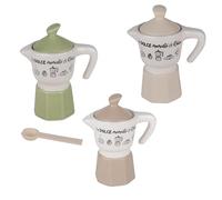 Doni Bomboniere Mariage 6 pcs Sucrier de Moka en Céramique Italienne en 3 Variantes Différentes avec Dessins Et Phrases Un Doux Moment Détente Avec Cuillère À Café Idées Mariés Mariage