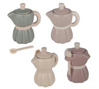 Doni Bomboniere Mariage 6 pièces Sucrier de Moka en céramique italienne en 4 variantes différentes avec céramique rayée accompagnée d'une cuillère à café idées utiles mariés de mariage original