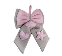 Doni Bomboniere Naissance 1 pc Nœud Fille avec Double Blanc Et Rose Nuage Central À Pois Sur Les Descentes A Un Coeur Et Une Étoile Toujours Idées Cadeaux Complètes Originaux Bon Marché