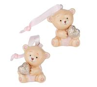 Doni Bomboniere Naissance Lot de 12 crochets tendres, ourson pour fille, avec premier anniversaire, coeur, entre les mains, assortis en deux modèles, idées cadeaux complètes originales bon marché