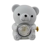 Doni Bomboniere San 1 pcs Ours Blanc Fabriqué en Matériau Valentino Rigide Qui semble garder une boule transparente Plexiglass contenant rose blanche stabilisée. Grâce au mécanisme