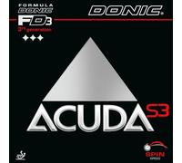 Donic Acuda S3 Revêtement pour raquette de ping-pong, Noir , 2,0 mm
