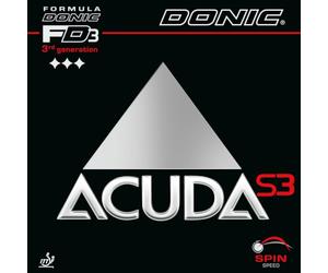 Donic Acuda S3 Revêtement pour raquette de ping-pong, Noir , 2,0 mm