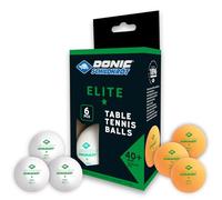 Schildkröt Donic Balles de Tennis de Table Elite 1-Étoile, Qualité Poly 40+, 6 Pièces sous Blister, 3X Blanc/3X Orange, 608511 Taille Unique
