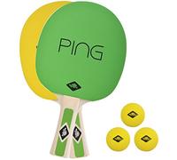 Donic-Schildkröt Set de Tennis de Table Ping Pong 2 Raquettes avec Coussinets, 3 Balles, Sac de Transport, 788486 Mixte Enfant, Vert/Jaune/Brun, Universal