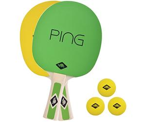 Donic Schildkröt Ensemble de Tennis de Table Ping Pong, 2 Raquettes avec Coussinets Vert/Jaune, 3 Balles Jaunes, dans Un Sac de Transport