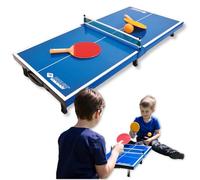 Set mini table de ping pong - SCHILDKRÖT - Mini-table 68x33x9 cm - 2 mini-raquettes PVC - Balle ABS - Filet - Table pliable