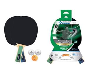 Donic-Schildkröt Set de Tennis de Table Niveau 400 pour 2 Joueurs, 2 Raquettes, Éponge 1,4 mm, 3 Balles, Bonne Qualité pour Le Loisirs, 788464