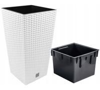 PROSPERPLAST Pot de fleurs Rato Square, avec insert de plantation (blanc, largeur 29 x hauteur 55 x profondeur 29 cm)