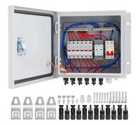 Doniks Boîte de combinaison solaire à 4 cordes, IP65 étanche avec fusible de courant nominal de 20 A, disjoncteur d'air 63 A, parafoudre, boîte en métal pour système de panneau solaire marche/arrêt