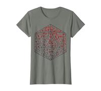 Donjons & Dragons D20 Icône Fill T-Shirt, Femme, Vert Kaki chiné, 3XL
