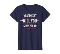 Donjons & Dragons What Doesn't Kill You Gives You XP T-Shirt, Femme, Bleu Marine, M