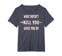 Donjons & Dragons What Doesn't Kill You Gives You XP T-Shirt, Femme Grandes Tailles, Bleu Chiné, 2X