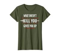 Donjons & Dragons What Doesn't Kill You Gives You XP T-Shirt, Femme, Olive, M