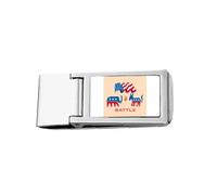 Donkey Elephant Fight President Porte-billets fin en acier inoxydable